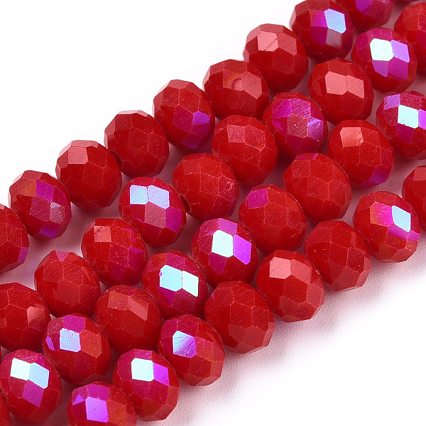 PandaHall Electroplate Opaque Solid Color Glass Beads Strands, Half Rainbow Plated, Faceted, Rondelle, FireBrick, 8x6mm, Hole: 1mm, about..., Red
PandaHall Electroplate Opaque Solid Color Glass Beads Strands, Half Rainbow Plated, Faceted, Rondelle, FireBrick, 8x6mm, Hole: 1mm, about..., Red