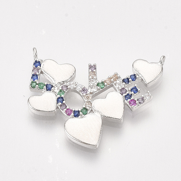 PandaHall Brass Micro Pave Cubic Zirconia Pendants, Heart, with Word Love, For Valentine's Day, Colorful, Platinum, 17x21x2mm, Hole: 0.8mm...
PandaHall Brass Micro Pave Cubic Zirconia Pendants, Heart, with Word Love, For Valentine's Day, Colorful, Platinum, 17x21x2mm, Hole: 0.8mm...