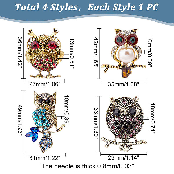 PandaHall arricraft 4 Pcs Owl Brooch, 4 Styles Enamel Alloy Safety Owl Shape Brooch Crystal Animal Badge Diamond Charm Owl Suitable for DIY..., Multicolor
PandaHall arricraft 4 Pcs Owl Brooch, 4 Styles Enamel Alloy Safety Owl Shape Brooch Crystal Animal Badge Diamond Charm Owl Suitable for DIY..., Multicolor