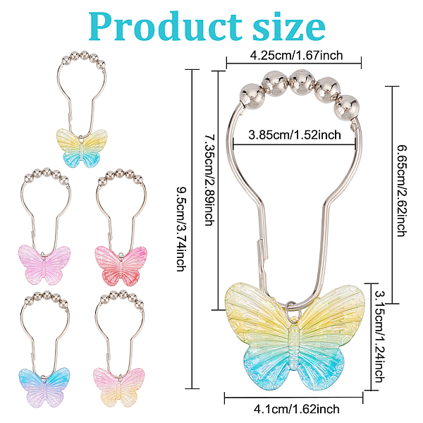 PandaHall Olycraft 20Pcs 5 Colors Iron Shower Curtain Rings for Bathroom, with Two Tone Transparent Acrylic Pendants, Butterfly, Mixed Color..., Multicolor
PandaHall Olycraft 20Pcs 5 Colors Iron Shower Curtain Rings for Bathroom, with Two Tone Transparent Acrylic Pendants, Butterfly, Mixed Color..., Multicolor