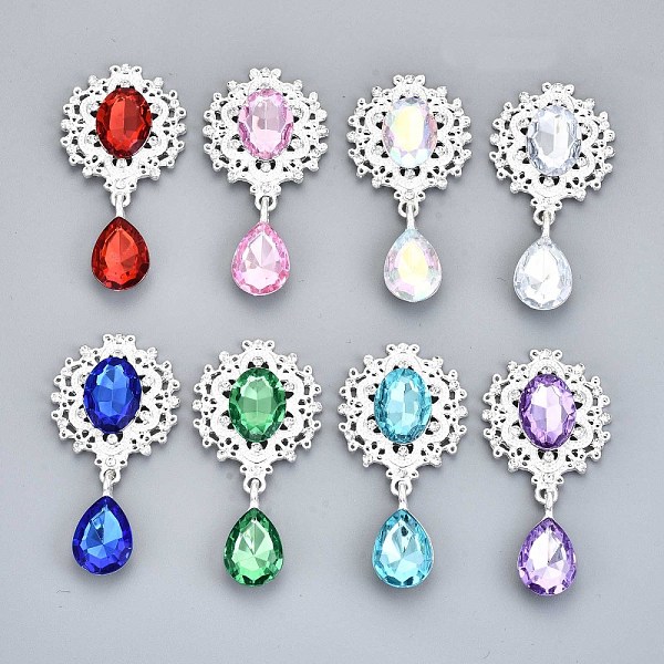 PandaHall Alloy Flat Back Cabochons, with Acrylic Rhinestones, Oval and Teardrop, Silver Color Plated, Faceted, Mixed Color, 58x29x7mm..., Multicolor
PandaHall Alloy Flat Back Cabochons, with Acrylic Rhinestones, Oval and Teardrop, Silver Color Plated, Faceted, Mixed Color, 58x29x7mm..., Multicolor