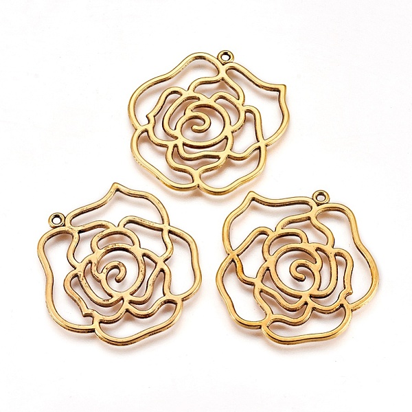 PandaHall Tibetan Style Alloy Pendants, Rose, Lead Free & Cadmium Free, Antique Golden, 43x39x2mm, Hole: 2mm Alloy Flower
PandaHall Tibetan Style Alloy Pendants, Rose, Lead Free & Cadmium Free, Antique Golden, 43x39x2mm, Hole: 2mm Alloy Flower