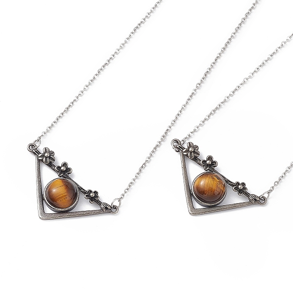 PandaHall Natural Tiger Eye Triangle with Flower Pendant Necklace, Antique Silver & Platinum Brass Jewelry for Women, Cadmium Free & Lead...
PandaHall Natural Tiger Eye Triangle with Flower Pendant Necklace, Antique Silver & Platinum Brass Jewelry for Women, Cadmium Free & Lead...