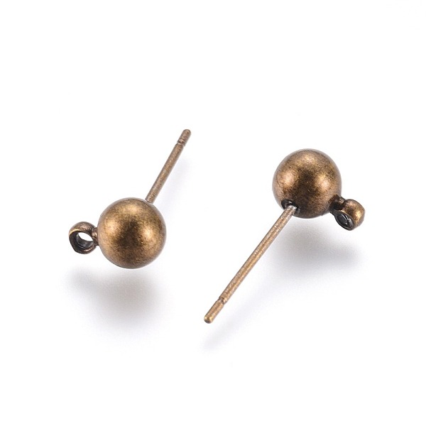 PandaHall Brass Ball Post Ear Studs, with Loop, Antique Bronze, 15.2~15.7x5mm, Hole: 1mm, Pin: 0.7mm Brass Round
PandaHall Brass Ball Post Ear Studs, with Loop, Antique Bronze, 15.2~15.7x5mm, Hole: 1mm, Pin: 0.7mm Brass Round