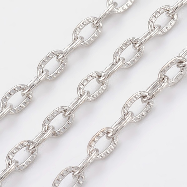 PandaHall Iron Textured Cable Chains, Unwelded, with Spool, Platinum, 5.8x3.4x0.9mm, about 328.08 Feet(100m)/roll Iron
PandaHall Iron Textured Cable Chains, Unwelded, with Spool, Platinum, 5.8x3.4x0.9mm, about 328.08 Feet(100m)/roll Iron