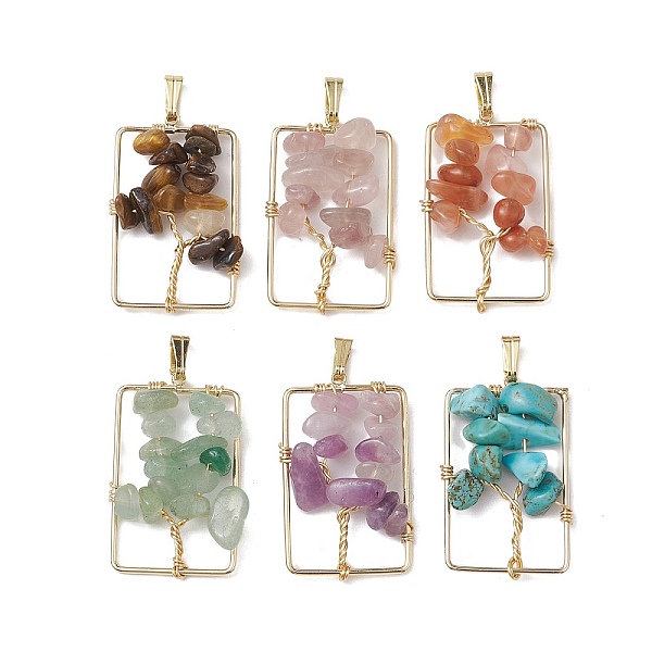 PandaHall 6Pcs 6 Styles Natural Mixed Gemstone Chip Pendants, Tree of Life Charms with Rectangle Brass Frame, Long-Lasting Plated, Nickel...
PandaHall 6Pcs 6 Styles Natural Mixed Gemstone Chip Pendants, Tree of Life Charms with Rectangle Brass Frame, Long-Lasting Plated, Nickel...