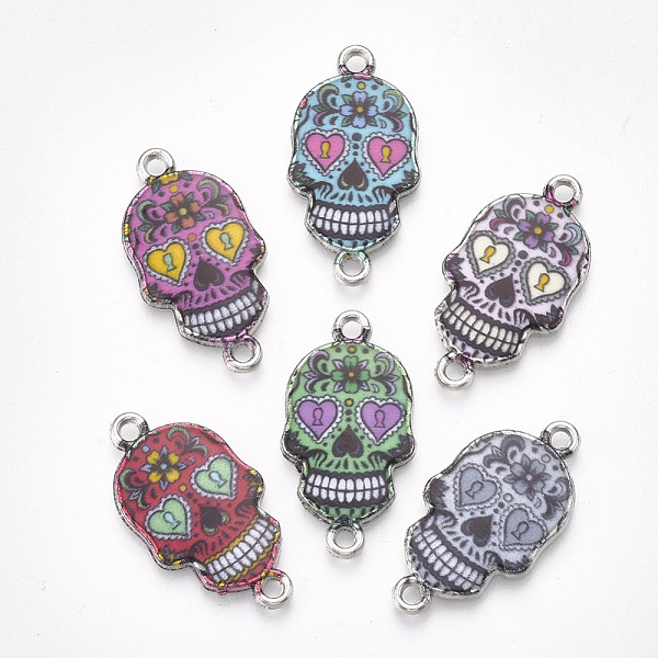 PandaHall Printed Alloy Links connectors, with Enamel, Skull, Platinum, Mixed Color, 25.5x13.5x2mm, Hole: 1.6mm Alloy Skull Multicolor
PandaHall Printed Alloy Links connectors, with Enamel, Skull, Platinum, Mixed Color, 25.5x13.5x2mm, Hole: 1.6mm Alloy Skull Multicolor