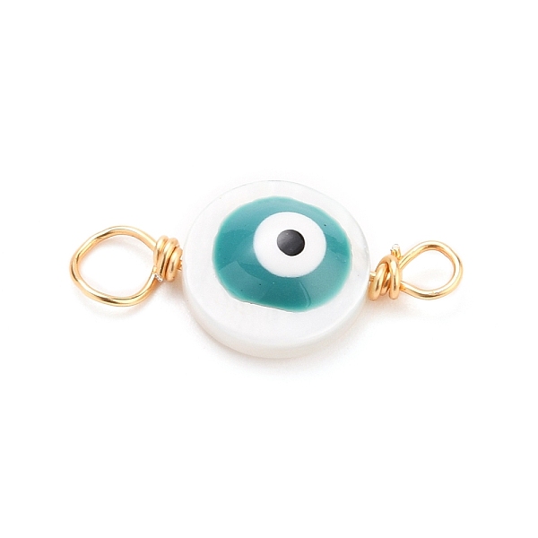 PandaHall Natural Freshwater Shell Links, with Copper Wire, Evil Eye, Real 18K Gold Plated, 18.5x9x2.5mm, Hole: 2~3.5mm Shell Eye Cyan
PandaHall Natural Freshwater Shell Links, with Copper Wire, Evil Eye, Real 18K Gold Plated, 18.5x9x2.5mm, Hole: 2~3.5mm Shell Eye Cyan