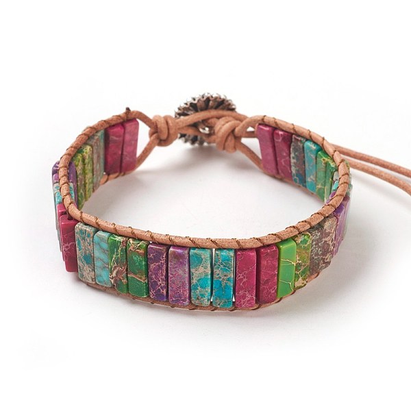 PandaHall Natural Regalite/Imperial Jasper/Sea Sediment Jasper Cord Beaded Bracelets, with Leather Cord and Alloy Clasps, Dyed, Flower...
PandaHall Natural Regalite/Imperial Jasper/Sea Sediment Jasper Cord Beaded Bracelets, with Leather Cord and Alloy Clasps, Dyed, Flower...