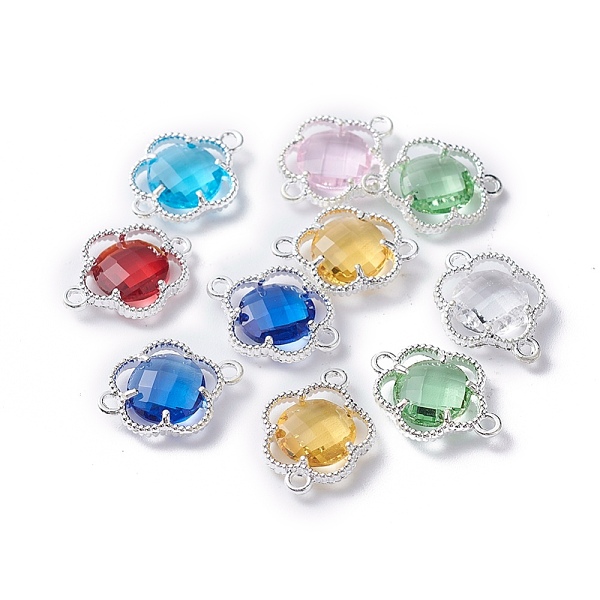 PandaHall Glass Links connectors, with Eco-Friendly Alloy Open Back Berzel Findings, Faceted, Flower, Silver Color Plated, Mixed Color..., Multicolor
PandaHall Glass Links connectors, with Eco-Friendly Alloy Open Back Berzel Findings, Faceted, Flower, Silver Color Plated, Mixed Color..., Multicolor
