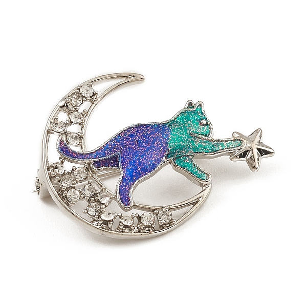PandaHall Alloy Rhinestone Brooch, with Glitter Powder, Enamel Cat with Moon & Star, Platinum, 26x35x10mm Alloy+Enamel Cat Shape
PandaHall Alloy Rhinestone Brooch, with Glitter Powder, Enamel Cat with Moon & Star, Platinum, 26x35x10mm Alloy+Enamel Cat Shape