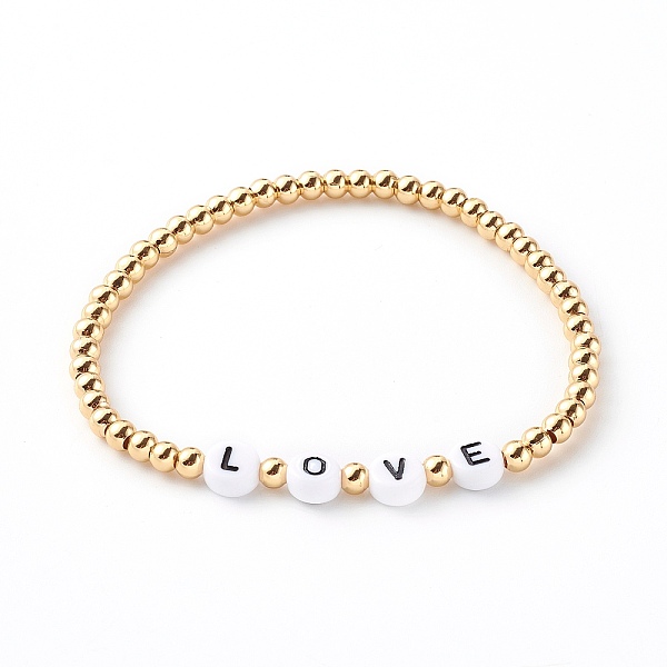 PandaHall Round Brass Stretch Beaded Bracelets, for Valentine's Day, with Acrylic Letter Beads, Word Love, Golden, Black, Inner Diameter...
PandaHall Round Brass Stretch Beaded Bracelets, for Valentine's Day, with Acrylic Letter Beads, Word Love, Golden, Black, Inner Diameter...