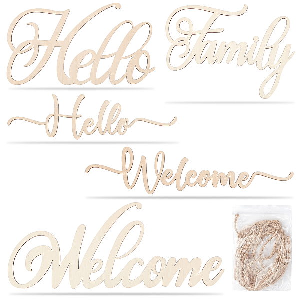 PandaHall CREATCABIN 5 Set 5 Style Wood Sign Cutout Hello Family Welcome Wooden Letter Signs DIY Block Words Sign Unfinished Wood Letter..., Orange
PandaHall CREATCABIN 5 Set 5 Style Wood Sign Cutout Hello Family Welcome Wooden Letter Signs DIY Block Words Sign Unfinished Wood Letter..., Orange