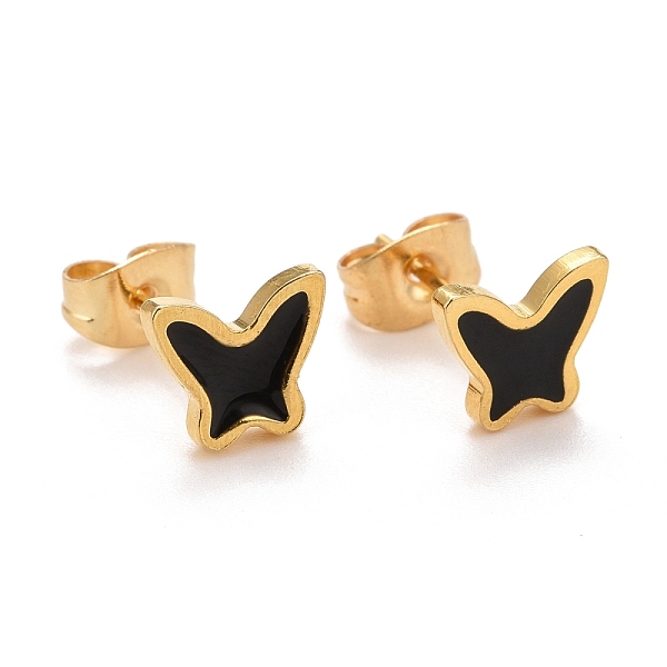 PandaHall 304 Stainless Steel Enamel Stud Earrings, with 316 Surgical Stainless Steel Pin, Golden, Butterfly, Black, 7x8x2mm, Pin: 0.8mm 304...
PandaHall 304 Stainless Steel Enamel Stud Earrings, with 316 Surgical Stainless Steel Pin, Golden, Butterfly, Black, 7x8x2mm, Pin: 0.8mm 304...