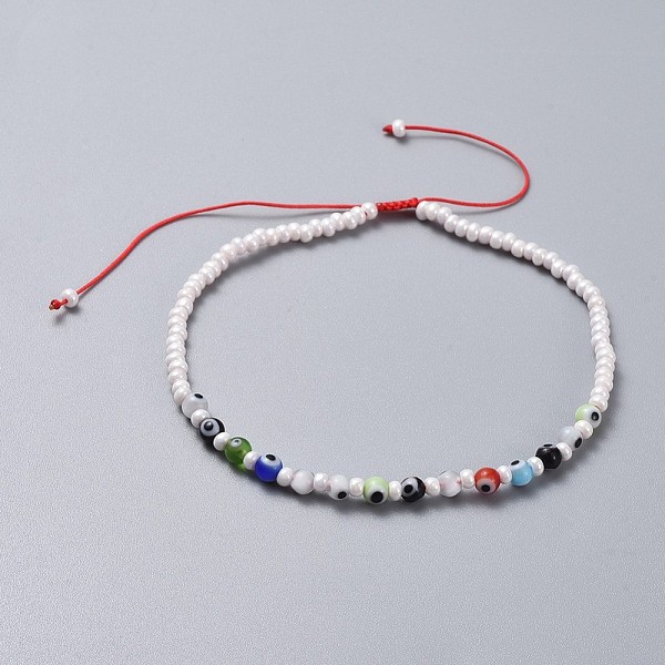 PandaHall Adjustable Nylon Thread Anklets, with Handmade Evil Eye Lampwork Beads and Glass Seed Beads, Round, Mixed Color, 2-1/2 inch~3-3/8..., Multicolor
PandaHall Adjustable Nylon Thread Anklets, with Handmade Evil Eye Lampwork Beads and Glass Seed Beads, Round, Mixed Color, 2-1/2 inch~3-3/8..., Multicolor