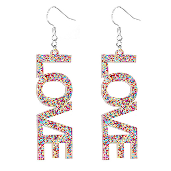PandaHall Bling Acrylic Word Love Dangle Earrings, Platinum Plated Iron Feminism Jewelry for Women, Colorful, 70mm Acrylic
PandaHall Bling Acrylic Word Love Dangle Earrings, Platinum Plated Iron Feminism Jewelry for Women, Colorful, 70mm Acrylic