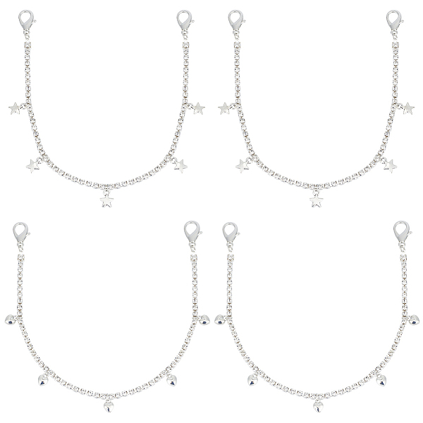 PandaHall Gorgecraft 4Pcs 2 Style Alloy Rhinestone Shoe Chains, with Star/Heart Charm & Lobster Claw Clasps, for Shoe Decoration Accessories...
PandaHall Gorgecraft 4Pcs 2 Style Alloy Rhinestone Shoe Chains, with Star/Heart Charm & Lobster Claw Clasps, for Shoe Decoration Accessories...