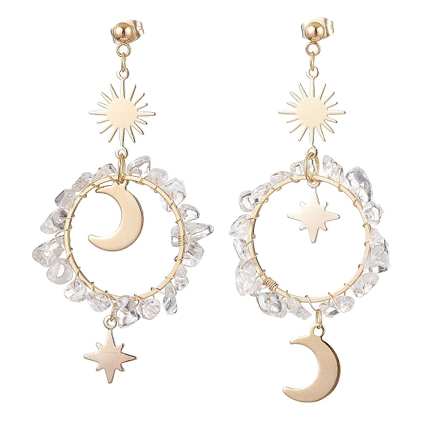 PandaHall Vintage Natural Quartz Crystal Ear Studs, with 304 Stainless Steel Findings, Ring with Moon, 73x34mm Quartz Crystal Ring
PandaHall Vintage Natural Quartz Crystal Ear Studs, with 304 Stainless Steel Findings, Ring with Moon, 73x34mm Quartz Crystal Ring