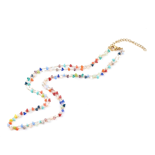 PandaHall Glass Beaded Double Layer Necklaces, with 304 Stainless Steel Lobster Claw Clasps, Colorful, Golden, 15.82 inch(40.2cm) Glass
PandaHall Glass Beaded Double Layer Necklaces, with 304 Stainless Steel Lobster Claw Clasps, Colorful, Golden, 15.82 inch(40.2cm) Glass