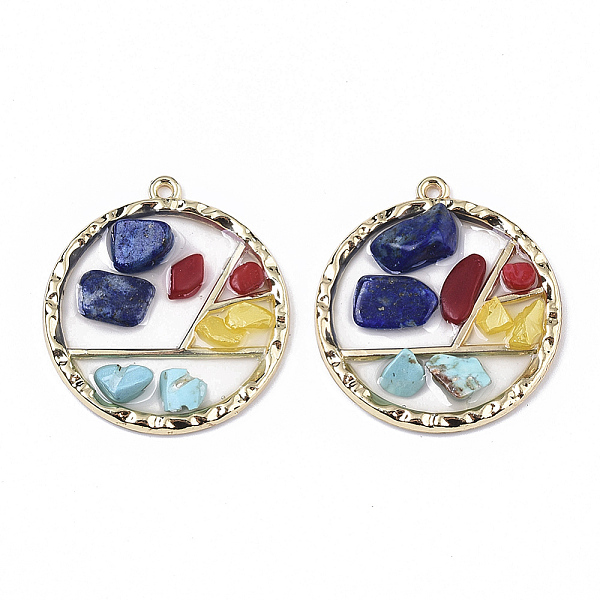 PandaHall Epoxy Resin Pendants, with Gemstone Chip, Glass and Light Gold Plated Alloy Open Back Bezel, Flat Round, Clear, 36x33x5.5mm, Hole...
PandaHall Epoxy Resin Pendants, with Gemstone Chip, Glass and Light Gold Plated Alloy Open Back Bezel, Flat Round, Clear, 36x33x5.5mm, Hole...