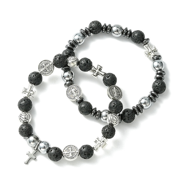 PandaHall 2Pcs 2 Style Natural Lava Rock & Alloy Saint Benedict Medal Beaded Stretch Bracelets Set, 304 Stainless Steel Cross Charms...
PandaHall 2Pcs 2 Style Natural Lava Rock & Alloy Saint Benedict Medal Beaded Stretch Bracelets Set, 304 Stainless Steel Cross Charms...