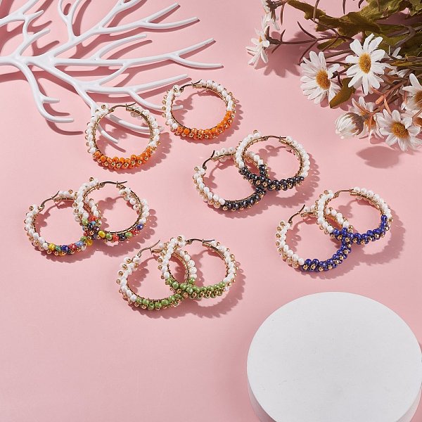 PandaHall Glass Beads Braided Big Hoop Earrings, 304 Stainless Steel Wire Wrap Jewelry for Women, Golden, Mixed Color, 48x48.5x9mm, Pin..., Multicolor
PandaHall Glass Beads Braided Big Hoop Earrings, 304 Stainless Steel Wire Wrap Jewelry for Women, Golden, Mixed Color, 48x48.5x9mm, Pin..., Multicolor