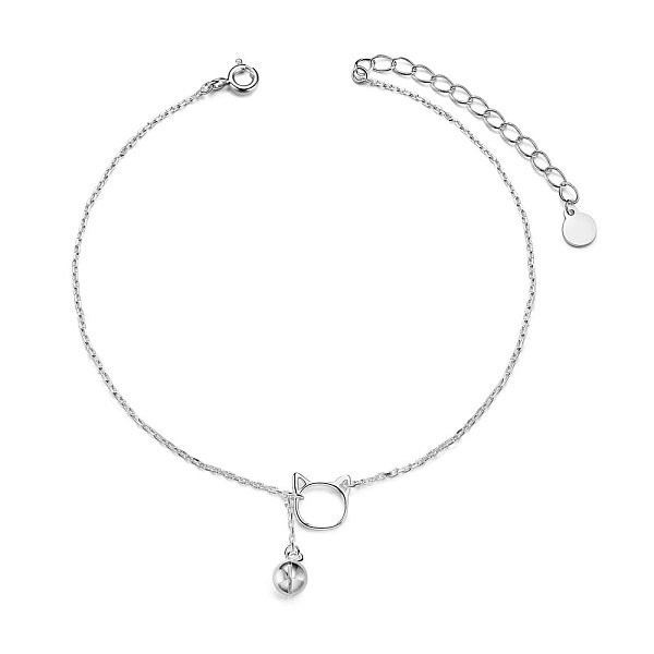 PandaHall SHEGRACE 925 Sterling Silver Kitten Charm Anklet, Cat Head and Small Bell, Platinum, 7-7/8 inch(20cm) Sterling Silver
PandaHall SHEGRACE 925 Sterling Silver Kitten Charm Anklet, Cat Head and Small Bell, Platinum, 7-7/8 inch(20cm) Sterling Silver