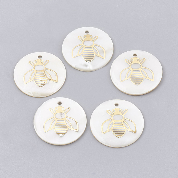 PandaHall Freshwater Shell Pendants, with Brass Findings, Flat Round with Bee, Golden, 22.5~23x1.5~2mm, Hole: 1.5mm Freshwater Shell Flat...
PandaHall Freshwater Shell Pendants, with Brass Findings, Flat Round with Bee, Golden, 22.5~23x1.5~2mm, Hole: 1.5mm Freshwater Shell Flat...