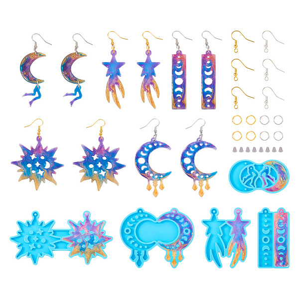 PandaHall 5Pcs 5 Style Moon Phase & Star Pendant Silicone Molds, with Brass Earring Hooks & Jump Rings & Plastic Ear Nuts, Deep Sky Blue...
PandaHall 5Pcs 5 Style Moon Phase & Star Pendant Silicone Molds, with Brass Earring Hooks & Jump Rings & Plastic Ear Nuts, Deep Sky Blue...