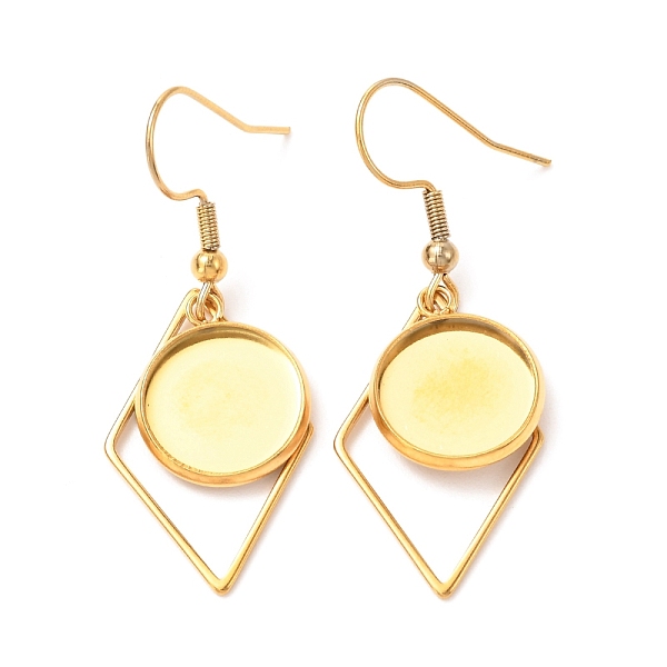 PandaHall 201 Stainless Steel Earring Hooks, with Flat Round Cabochon Settings, Rhombus, Golden, Tray: 12mm, 43mm, 22 Gauge, Pin: 0.6mm 201...
PandaHall 201 Stainless Steel Earring Hooks, with Flat Round Cabochon Settings, Rhombus, Golden, Tray: 12mm, 43mm, 22 Gauge, Pin: 0.6mm 201...