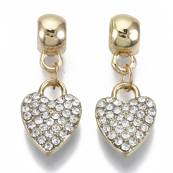 PandaHall Alloy European Dangle Charms, with Crystal Rhinestone, Large Hole Pendants, Heart, Light Gold, 29mm, Hole: 4.5mm, Heart: 16x11x4mm..., Clear
PandaHall Alloy European Dangle Charms, with Crystal Rhinestone, Large Hole Pendants, Heart, Light Gold, 29mm, Hole: 4.5mm, Heart: 16x11x4mm..., Clear