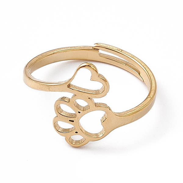 PandaHall Ion Plating(IP) 201 Stainless Steel Heart & Dog Paw Prints Adjustable Ring for Women, Real 18K Gold Plated, US Size 6 1/4(16.7mm)...
PandaHall Ion Plating(IP) 201 Stainless Steel Heart & Dog Paw Prints Adjustable Ring for Women, Real 18K Gold Plated, US Size 6 1/4(16.7mm)...