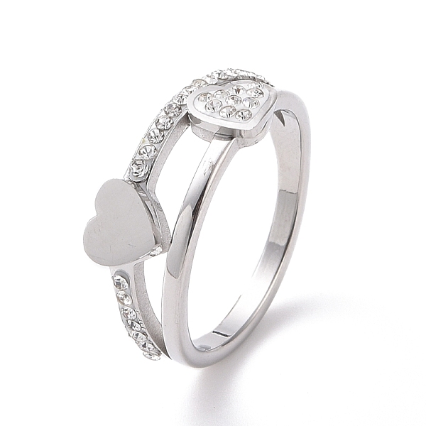 PandaHall Crystal Rhinestone Heart Finger Ring, 304 Stainless Steel Jewelry for Women, Stainless Steel Color, US Size 6~9(16.5~18.9mm)..., Clear
PandaHall Crystal Rhinestone Heart Finger Ring, 304 Stainless Steel Jewelry for Women, Stainless Steel Color, US Size 6~9(16.5~18.9mm)..., Clear
