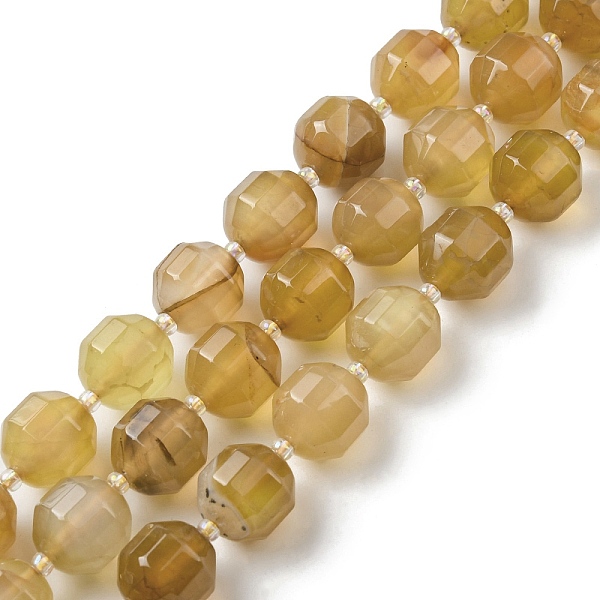 PandaHall Natural Agate Beads Strands, Faceted Bicone Barrel Drum Beads, with Seed Beads, Dyed, Gold, 12x11mm, Hole: 1.2mm, about...
PandaHall Natural Agate Beads Strands, Faceted Bicone Barrel Drum Beads, with Seed Beads, Dyed, Gold, 12x11mm, Hole: 1.2mm, about...