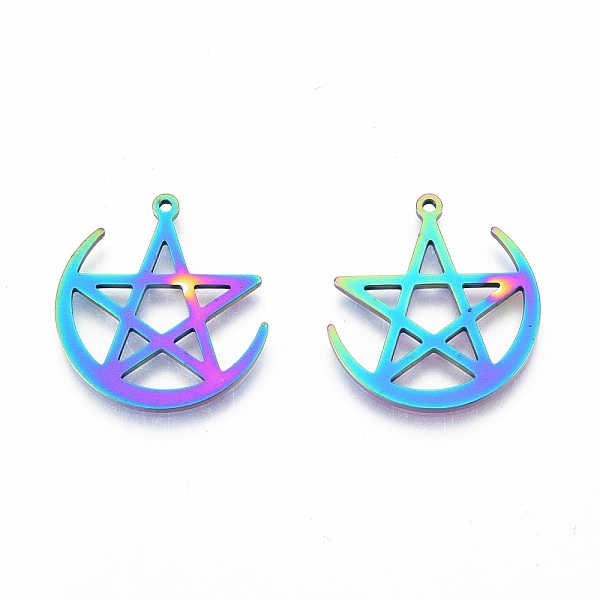 PandaHall Ion Plating(IP) 201 Stainless Steel Pendants, Moon with Star, Rainbow Color, 26.5x25x1.5mm, Hole: 1.4mm 201 Stainless Steel Moon
PandaHall Ion Plating(IP) 201 Stainless Steel Pendants, Moon with Star, Rainbow Color, 26.5x25x1.5mm, Hole: 1.4mm 201 Stainless Steel Moon