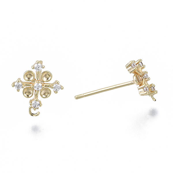 PandaHall Brass Micro Pave Cubic Zirconia Stud Earring Settings, for Enamel, with Loop, Nickel Free, Flower, Clear, Real 18K Gold Plated...
PandaHall Brass Micro Pave Cubic Zirconia Stud Earring Settings, for Enamel, with Loop, Nickel Free, Flower, Clear, Real 18K Gold Plated...