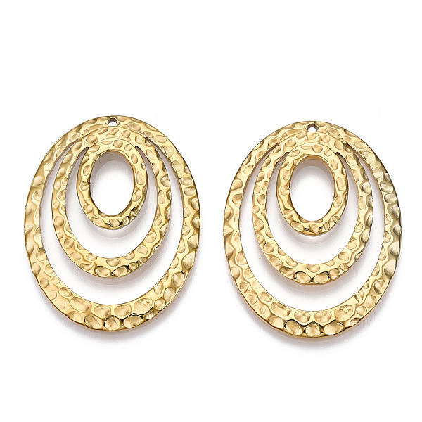 PandaHall Ion Plating(IP) 304 Stainless Steel Pendants, Textured, Oval Charm, Real 18K Gold Plated, 48.5x37.5x3mm, Hole: 1.8mm 304 Stainless...
PandaHall Ion Plating(IP) 304 Stainless Steel Pendants, Textured, Oval Charm, Real 18K Gold Plated, 48.5x37.5x3mm, Hole: 1.8mm 304 Stainless...