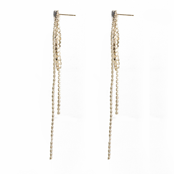 PandaHall Brass Chain Tassel Earrings, Nickel Free, Real 18K Gold Plated, 100x14mm, Pin: 0.7mm Brass Others
PandaHall Brass Chain Tassel Earrings, Nickel Free, Real 18K Gold Plated, 100x14mm, Pin: 0.7mm Brass Others