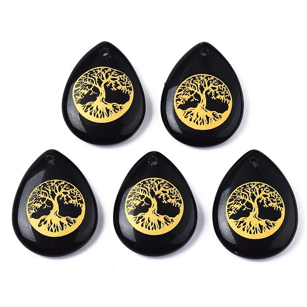 PandaHall Natural Black Stone Pendants, Teardrop with Tree of Life Pattern, 32~33.5x25~26x6.5~7.5mm, Hole: 2mm, 6pcs/bag Black Stone...
PandaHall Natural Black Stone Pendants, Teardrop with Tree of Life Pattern, 32~33.5x25~26x6.5~7.5mm, Hole: 2mm, 6pcs/bag Black Stone...