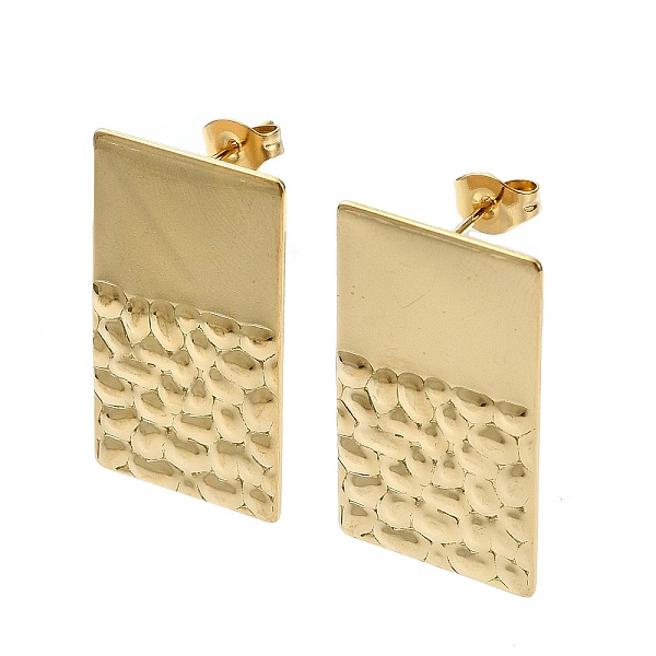 PandaHall Ion Plating(IP) 201 Stainless Steel Stud Earrings, with 304 Stainless Steel Pins, Textured Rectangle, Real 18K Gold Plated...
PandaHall Ion Plating(IP) 201 Stainless Steel Stud Earrings, with 304 Stainless Steel Pins, Textured Rectangle, Real 18K Gold Plated...
