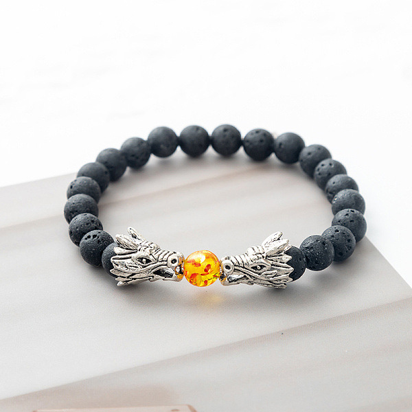 PandaHall Natural Lava Rock Stretch Bracelet with Dragon Clasps Lava Rock Dragon
PandaHall Natural Lava Rock Stretch Bracelet with Dragon Clasps Lava Rock Dragon