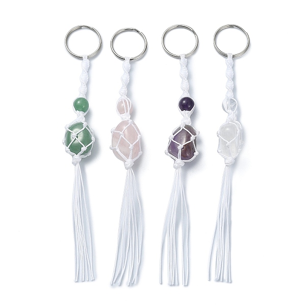 PandaHall 4Pcs Nuggets Natural Quartz Crystal & Rose Quartz & Green Aventurine & Amethyst Nylon Cord Macrame Pouch Keychain, 11.7~18.2cm...
PandaHall 4Pcs Nuggets Natural Quartz Crystal & Rose Quartz & Green Aventurine & Amethyst Nylon Cord Macrame Pouch Keychain, 11.7~18.2cm...