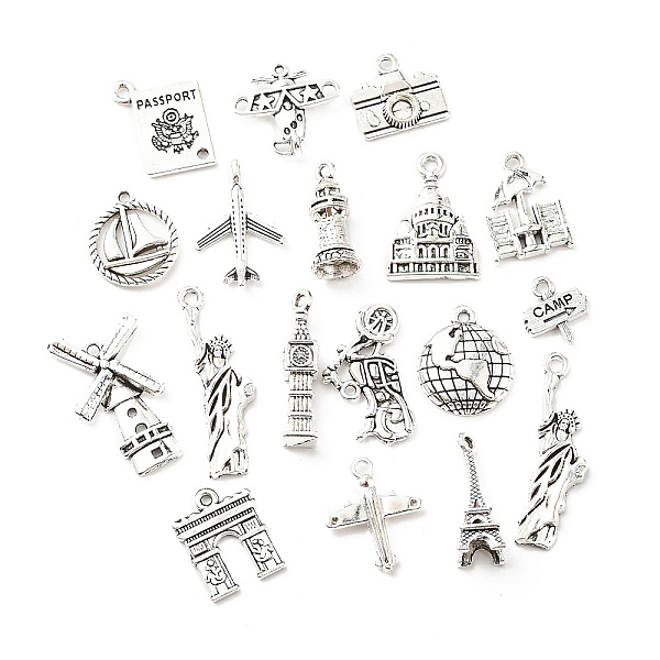 PandaHall Alloy Pendants, Travel Series, Antique Silver, 12.8~34x9.5~15.3x2~7mm, Hole: 1.5~2mm Alloy Mixed Shapes
PandaHall Alloy Pendants, Travel Series, Antique Silver, 12.8~34x9.5~15.3x2~7mm, Hole: 1.5~2mm Alloy Mixed Shapes