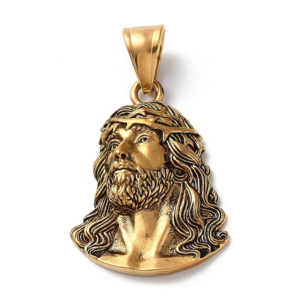 PandaHall Ion Plating(IP) 304 Stainless Steel Pendants, Jesus Face Charm, Antique Golden, 31.5x23.5x5.5mm, Hole: 4.5x8.5mm 304 Stainless...
PandaHall Ion Plating(IP) 304 Stainless Steel Pendants, Jesus Face Charm, Antique Golden, 31.5x23.5x5.5mm, Hole: 4.5x8.5mm 304 Stainless...