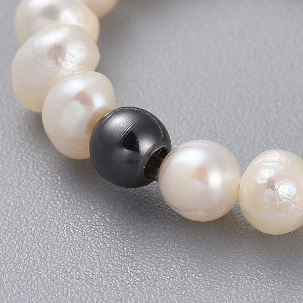 PandaHall Natural Cultured Freshwater Pearl Finger Rings, with Brass Round Beads and Elastic Crystal Thread, Gunmetal, Size 6, 16mm Pearl
PandaHall Natural Cultured Freshwater Pearl Finger Rings, with Brass Round Beads and Elastic Crystal Thread, Gunmetal, Size 6, 16mm Pearl