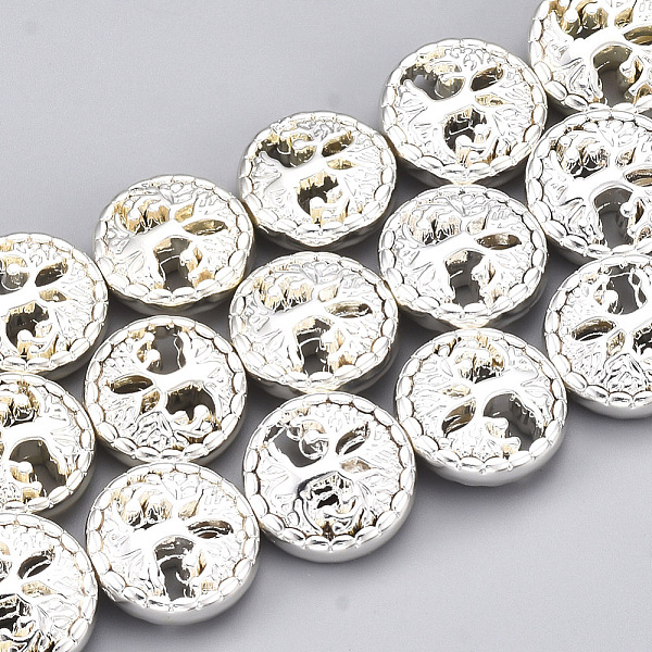 PandaHall Electroplate Non-magnetic Synthetic Hematite Beads Strands, Flat Round with Tree of Life, Silver Plated, 12~13x4.5mm, Hole: 1mm...
PandaHall Electroplate Non-magnetic Synthetic Hematite Beads Strands, Flat Round with Tree of Life, Silver Plated, 12~13x4.5mm, Hole: 1mm...