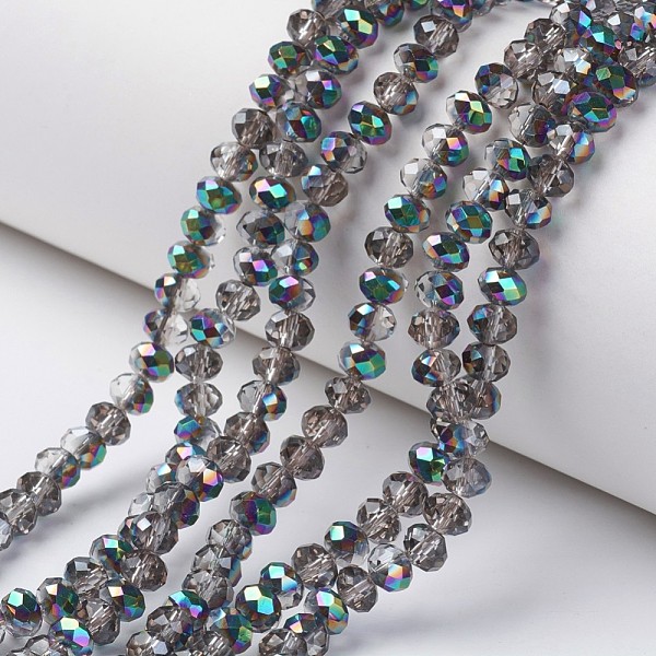 PandaHall Electroplate Transparent Glass Beads Strands, Half Multi-color Plated, Faceted, Rondelle, Silver, 4x3mm, Hole: 0.4mm, about...
PandaHall Electroplate Transparent Glass Beads Strands, Half Multi-color Plated, Faceted, Rondelle, Silver, 4x3mm, Hole: 0.4mm, about...