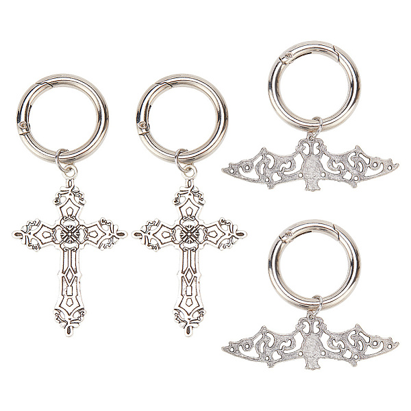 PandaHall Tibetan Style Alloy Shoe Charms, with Alloy Spring Gate Rings, Cross & Bat, Antique Silver & Platinum, 37~56mm, 2 style...
PandaHall Tibetan Style Alloy Shoe Charms, with Alloy Spring Gate Rings, Cross & Bat, Antique Silver & Platinum, 37~56mm, 2 style...