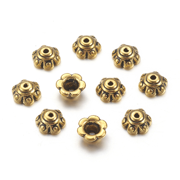 PandaHall Tibetan Style Bead Caps, Antique Golden, Lead Free and Cadmium Free, Flower, Size: 7x3mm, Hole: 1.5mm Alloy
PandaHall Tibetan Style Bead Caps, Antique Golden, Lead Free and Cadmium Free, Flower, Size: 7x3mm, Hole: 1.5mm Alloy