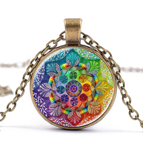 PandaHall Flower of Life Glass Pendant Necklace, Om Aum Ohm Symbol Alloy Jewelry for Women, Antique Bronze, 15.75 inch~19.76 inch(40~50.2cm)...
PandaHall Flower of Life Glass Pendant Necklace, Om Aum Ohm Symbol Alloy Jewelry for Women, Antique Bronze, 15.75 inch~19.76 inch(40~50.2cm)...